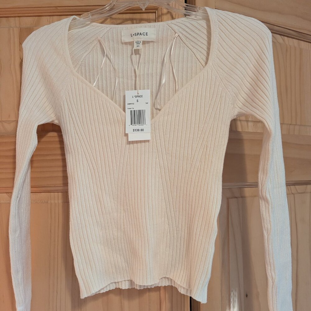 L*Space Camryn Woman’s Fitted Ribbed Sweater Top Size S NWT